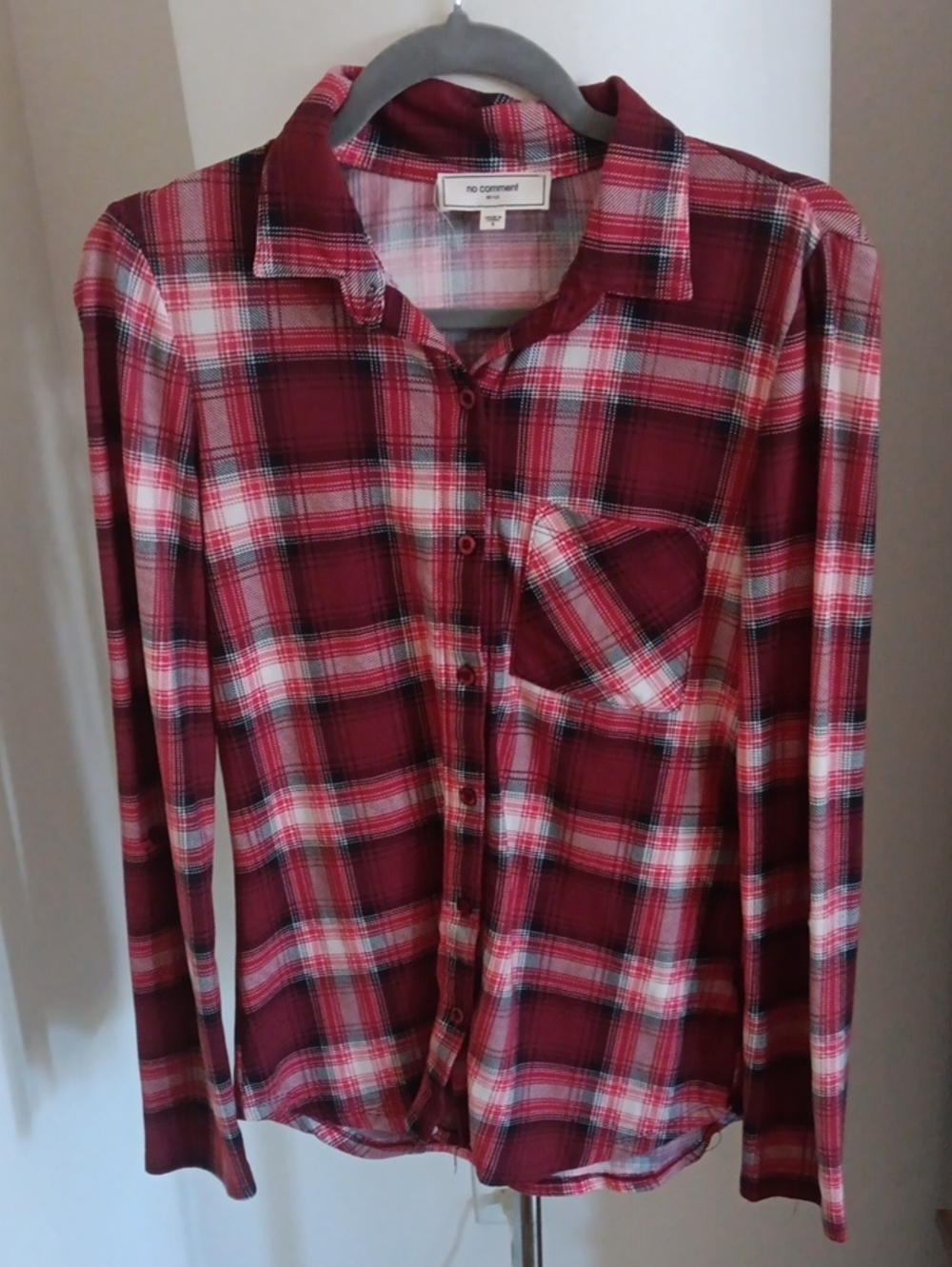 Women's Burgundy Plaid Button-Up Shirt
